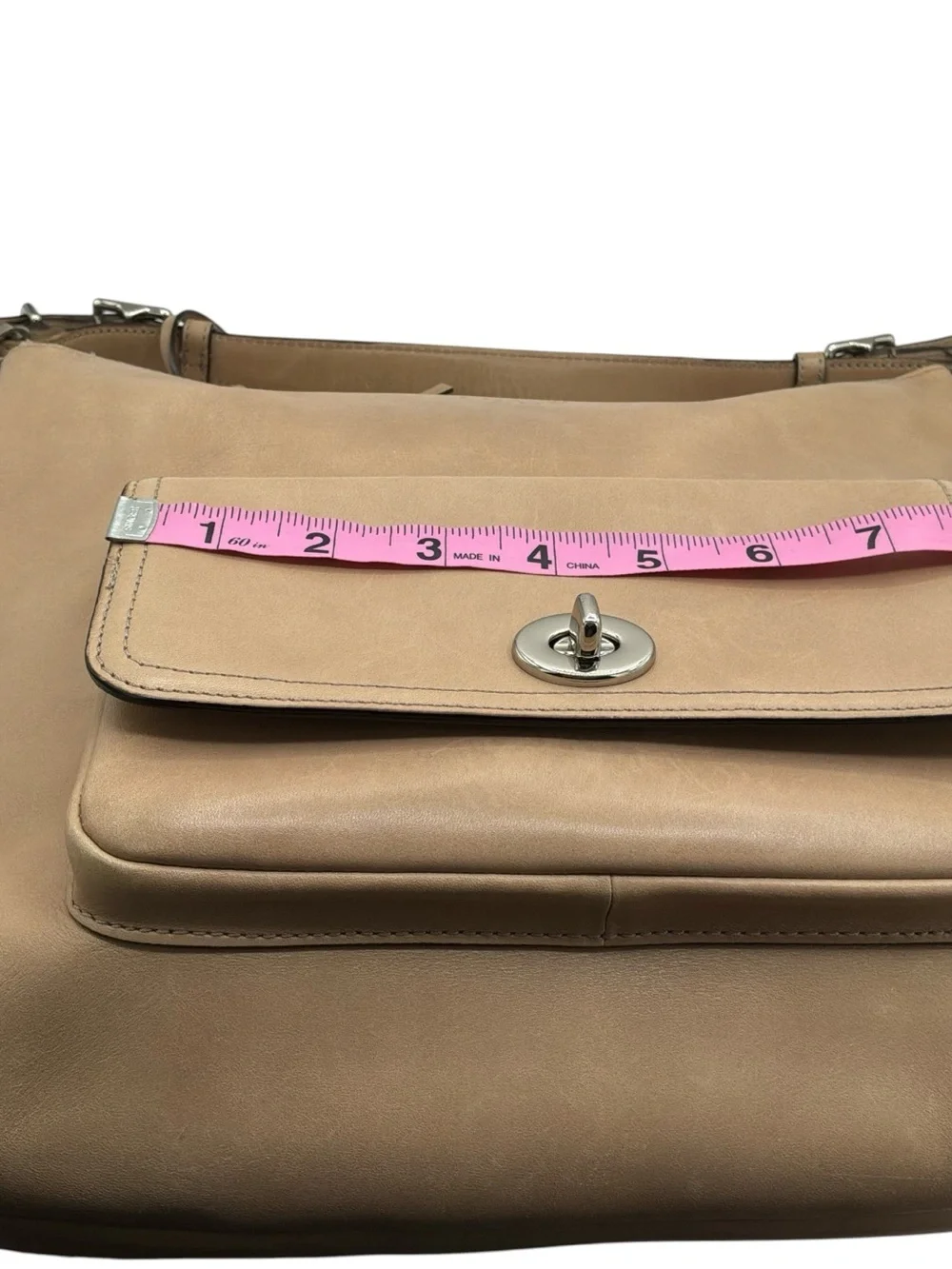 Coach Legacy Courtenay Hobo Tan Leather Shoulder Bag with Front Turnlock Pocket